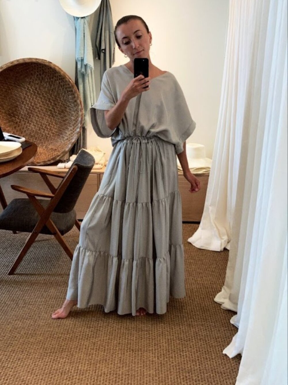 Organic by John Patrick 100% Silk Tiered Maxi Dress One Size - Picture 5 of 5